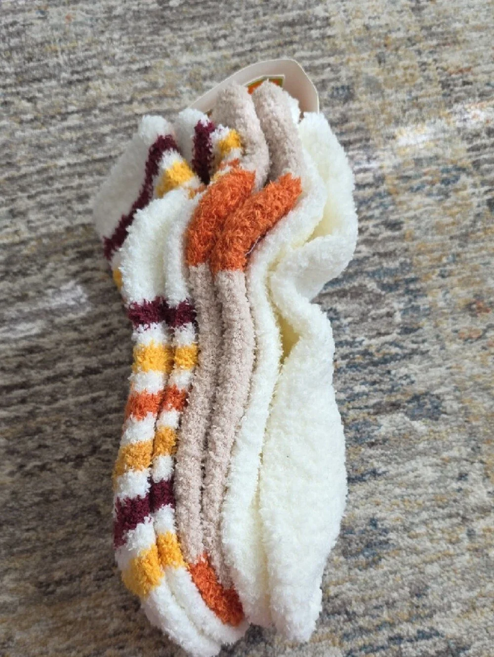 Hallmark White Fuzzy Socks with Orange Slice Accent Thanksgiving